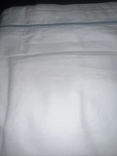 Matouk Queen Duvet Cover Bergamo Egyptian Cotton Percale 500 tc White Aqua