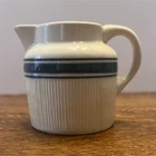 Hull Yellowware green striped pitcher