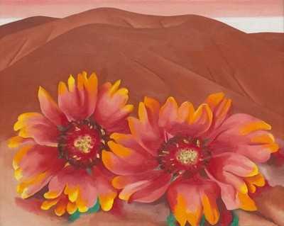 Red Hills with Flowers 1937 Georgia O'keefe VINTAGE poster print wall art