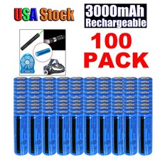 100PCS Rechargeable Batteries 3000mAh 3.7V BRC Battery For LED Flashlight Torch