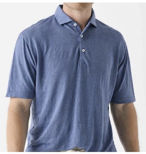 NWT Peter Millar Crown Crafted Greystone Linen Short Sleeve Polo Size Large $180 - Picture 2 of 12