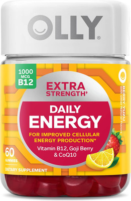 OLLY Extra Strength Daily Energy, B12, CoQ10, Goji, Berry Yuzu Flavor, 60 Count