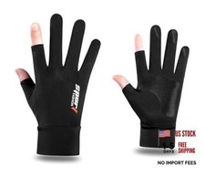 Mens Outdoor UV Sun Protection Fingerless Gloves Non Slip Fishing Gloves Black11