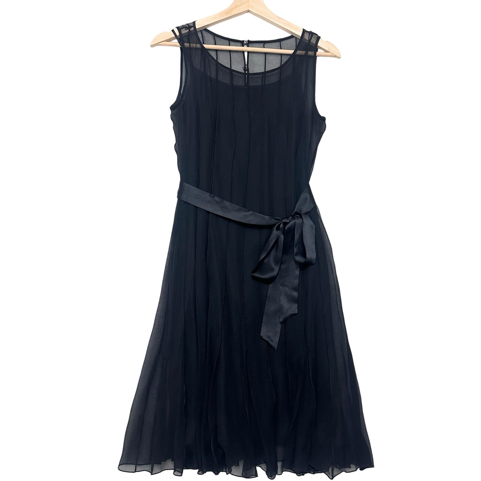 Calvin Klein VTG Y2K 2000s Sz 2 Silk Chiffon Sleeveless Black Dress Rachel Green