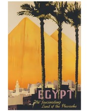Vintage Egypt Travel Poster Poster Pyramids Palm Trees "Land of the Pharaohs" G