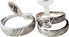 Geo Sterling Silver Cubic Zirconia Bridal Engagement Ring Set By Clicks Trends