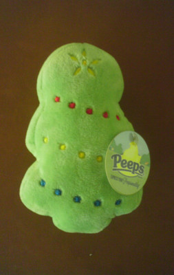Peeps 5 1/2'' Green Christmas Tree Plush Beanbag Toy 2014 NEW NWT