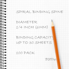 100 Pack Plastic Spiral Binding Coils,6mm(1/4") Binding Spirals,30 Sheet Capa...