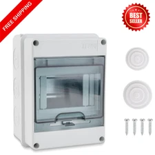 5-Way IP65 Circuit Breaker Box with DIN Rail ABS Plastic Enclosure Indoor FRE US