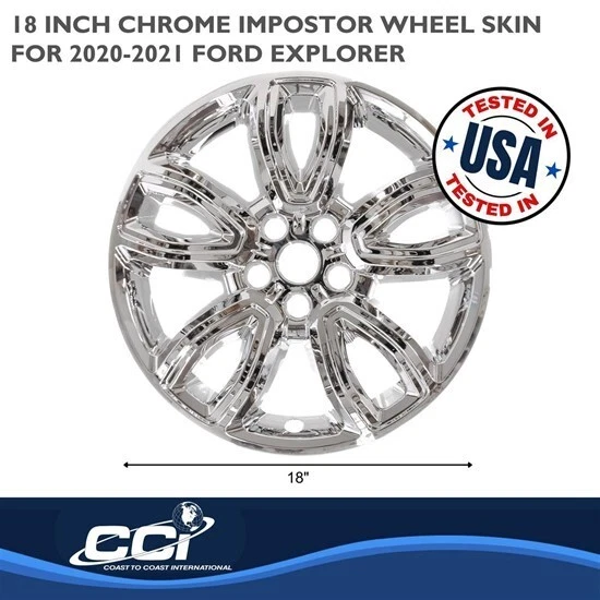 Juego de 4 tapacubos cubiertas de rueda cromadas para Ford Explorer 2021 2022 18" Foto 4 de 4