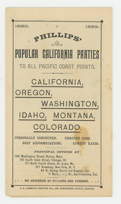 1889 Pacific Coast Route Railroad Map Pullman Sleeping Cars 5 Panel Brochure