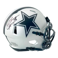 Drew Pearson Signed HOF 21 Inscription Dallas Cowboys Rave Mini Football Helmet