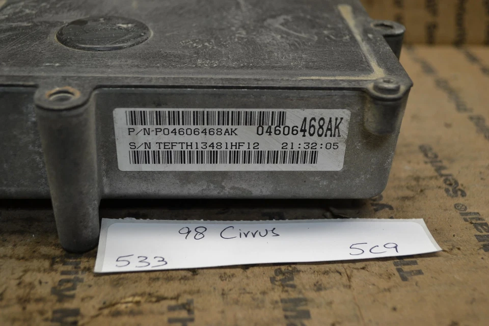 1998 Chrysler Sebring Transmission Cont Unit TCU P04606468AI Module 533-5C9 - Image 2 of 3