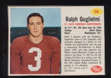 1962 Post Cereal Football   Ralph Guglielmi  # 158      SP  Short Print