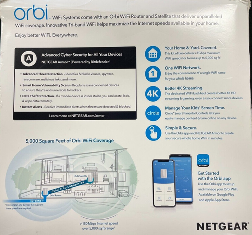 Netgear Orbi Tri-band Home Mesh Wi-Fi System RBK50/AC3000 (RBS50v2+ RBR50v2) - Picture 6 of 23