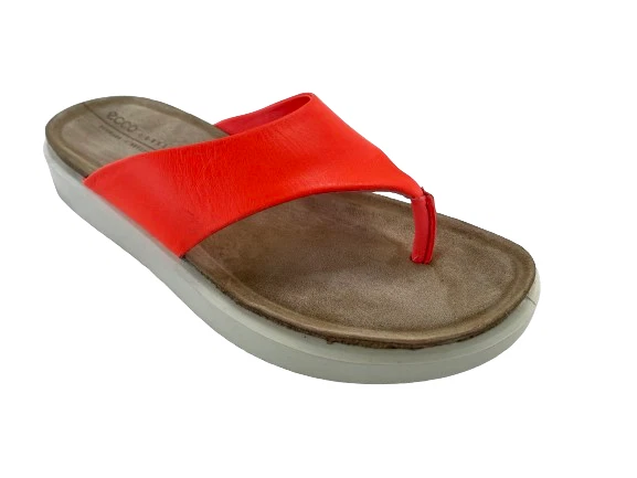 Sandali infradito infradito Ecco Corksphere donna in pelle arancione perizoma taglia 8