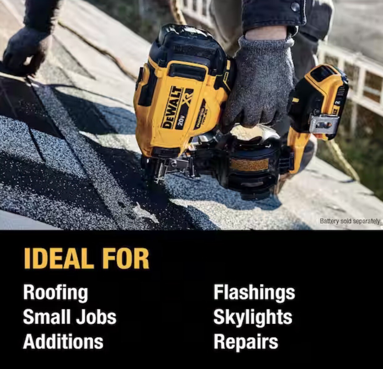 DEWALT 20V MAX 15 Cordless Coil Roofing Nailer Model DCN45RNB (Bare
