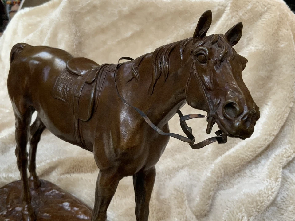 jules moigniez signed bronze “Left Racehorse” marble base RARE!! Excellent Cond. - Image 2 of 4