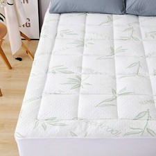 Bamboo Matress Pad Extra Plush Mattress Topper Overfilled Breathable Cool Flow