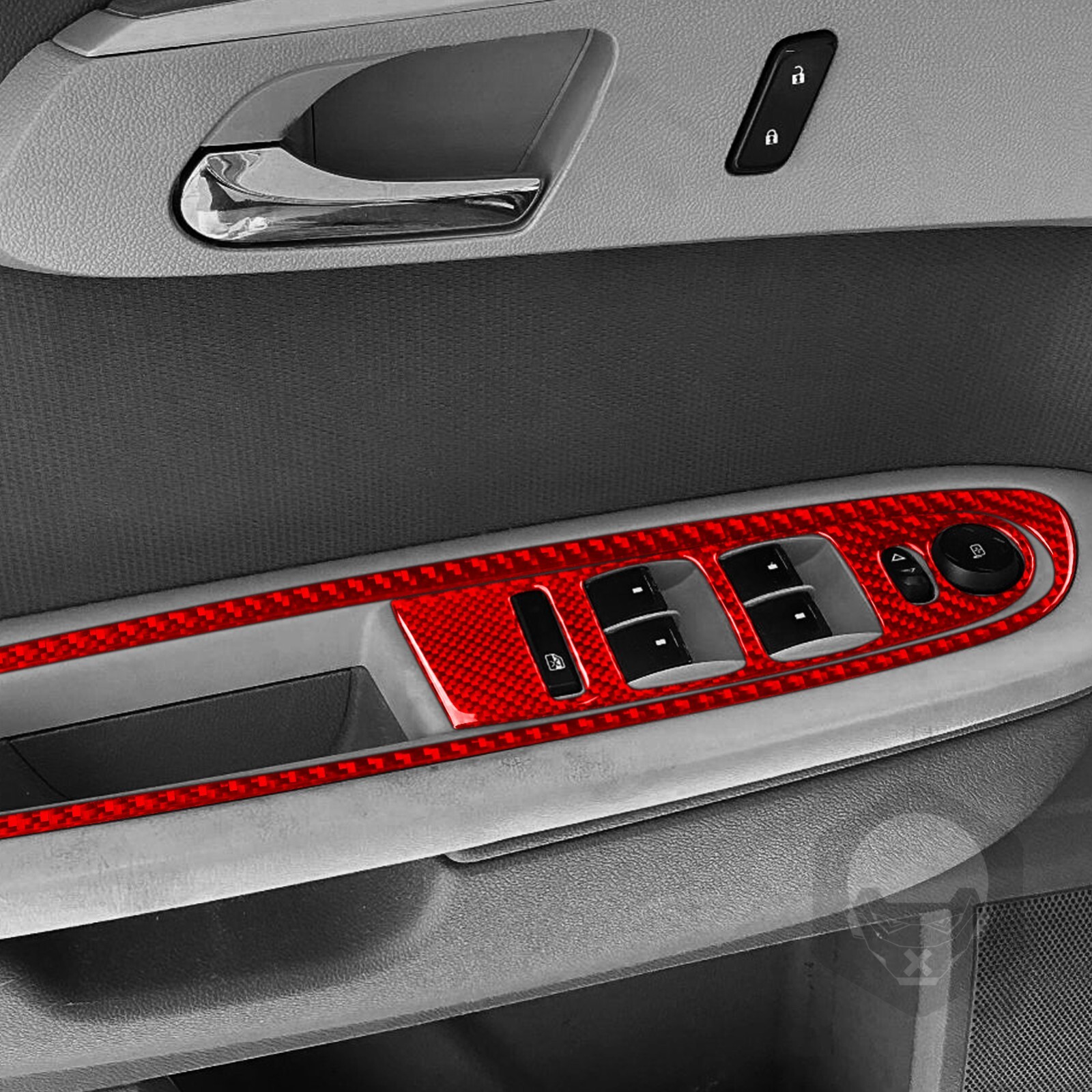 6x Red Carbon Fiber Window Lift Switch Panel Cover For Chevrolet Traverse 09-17