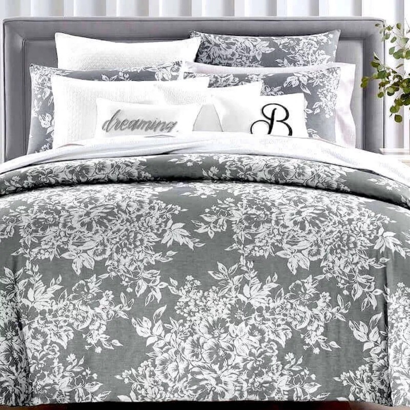 NEW! Charter Club Damask Designs Gray Woven Floral Queen Duvet & Sham Set