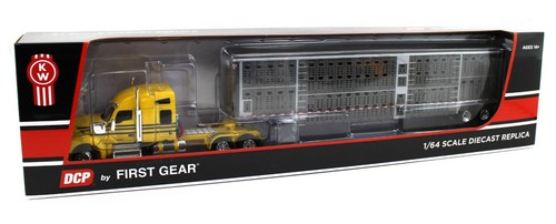 DCP 1:64 *YELLOW & GRAY* Kenworth W990 High Roof & WILSON LIVESTOCK TRAILER NIB - Picture 8 of 8