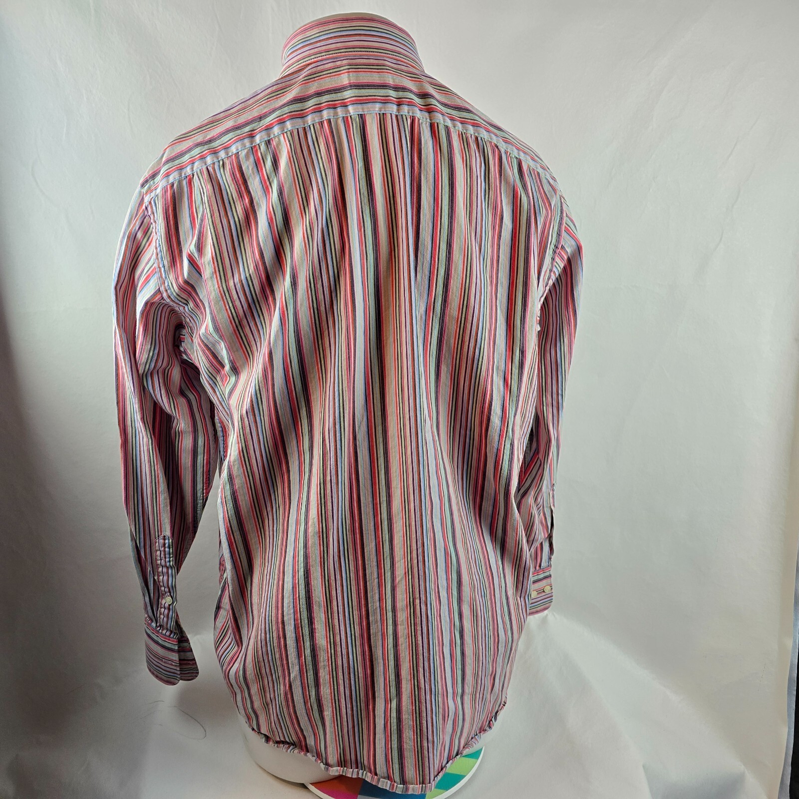 Lacoste Shirt Mens 42 Large Pink Button Up Button Up Dress Striped Alligator thumbnail 6