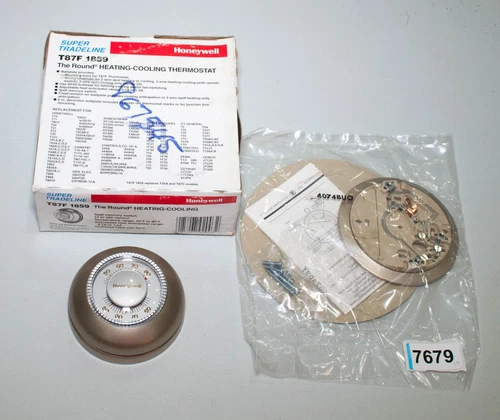 Honeywell T87F1859 "The Round" Heating & Cooling Thermostat w/ Base & Wall Plate