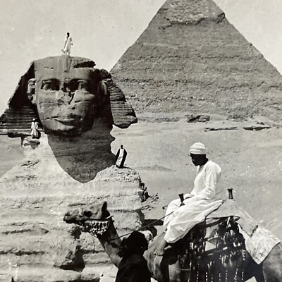 Antique 1909 The Great Sphinx Sphynx Giza Egypt Stereoview Photo Card P4251