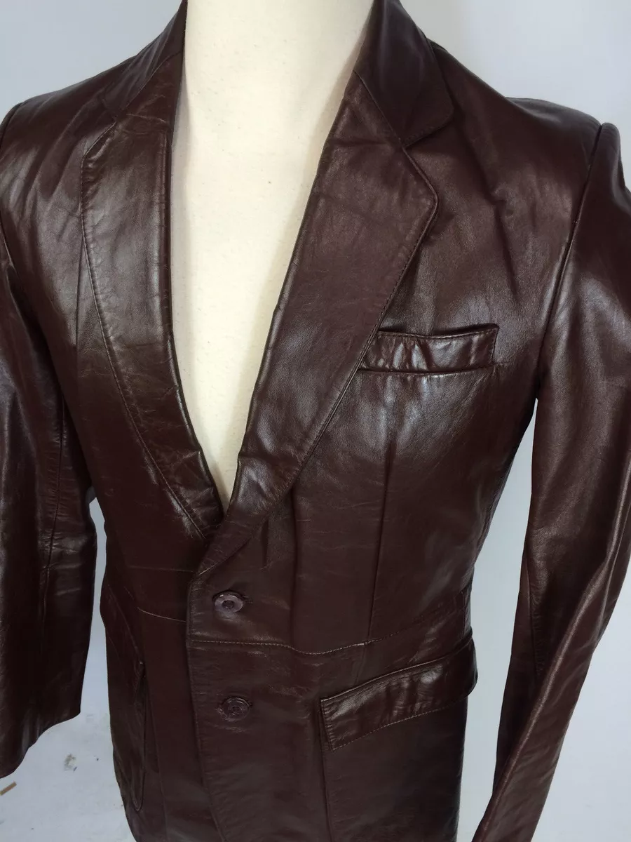 ViNtAgE MeNs OG Pimp Campus Leather Sports Coat Jacket 38 CoAt JaCkEt 70s Retro