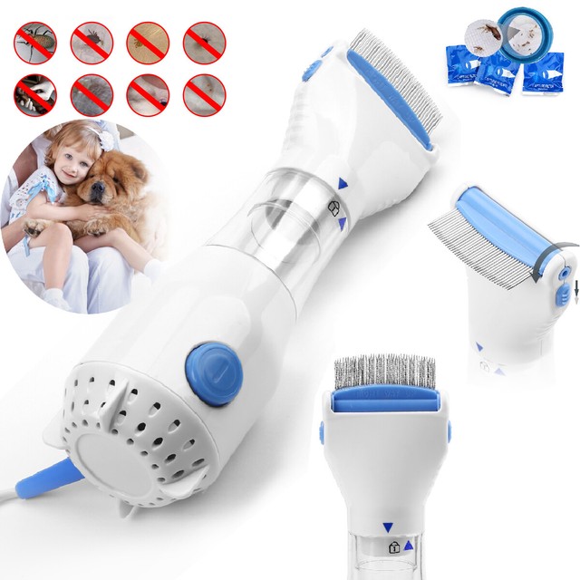 Electric Vacuum Head Lice Comb Brush Pet Dog Flea Filter Remover