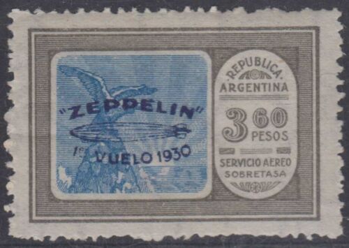 ARGENTINA 1930 GRAF ZEPPELIN Sc C24 TOP VALUE HINGED MINT F,VF SCV$200.00 - Picture 1 of 1