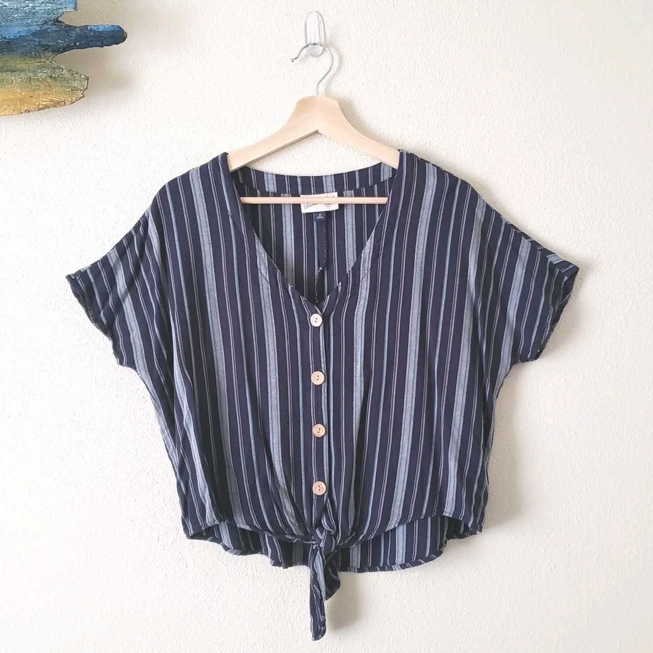 UNIVERSAL THREADS Blue Striped Button Blouse Medi… - image 5