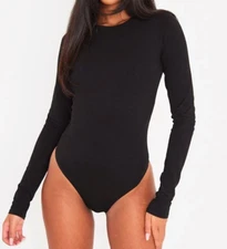 Pretty Little Thing PLT Tall Basic Cotton Blend Fitted LS Bodysuit US Size 2 NWT