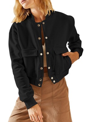 EVALESS Womens Crop Jacket Long Sleeve Shacket Lightweight Fall 2024 Casual C...