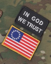 DAESH WHACKER SP OPS vel&copy;&reg;&Oslash; SET: 13-Star Betsy Ross US Flag + In God we Trust