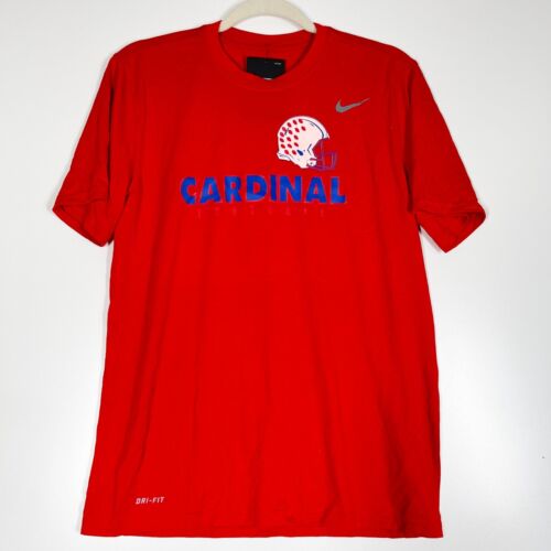 Nike Dri-Fit Cardinal Football T-Shirt homme cou rouge équipage athlétique taille moyenne NEUF - Photo 1 sur 9