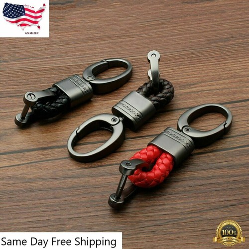 Metal Leather Key Chain Ring Keyfob 
