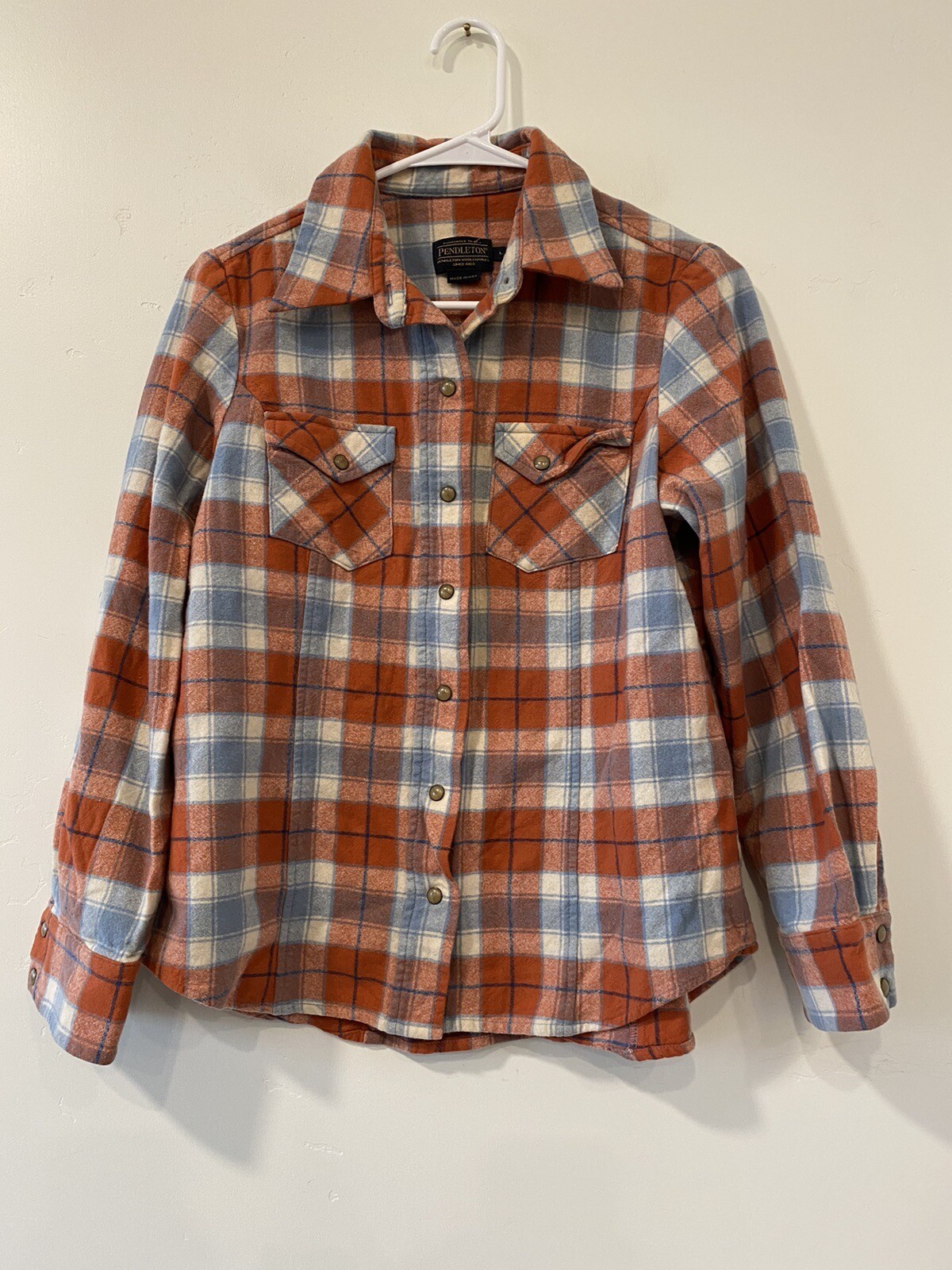 Pendleton Wool Button Down Shirt Size Large Orang… - image 1