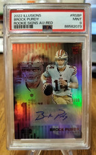 2022 Brock Purdy Illusions Rookie  signs Auto Jersey number 13 of 99. PSA 9