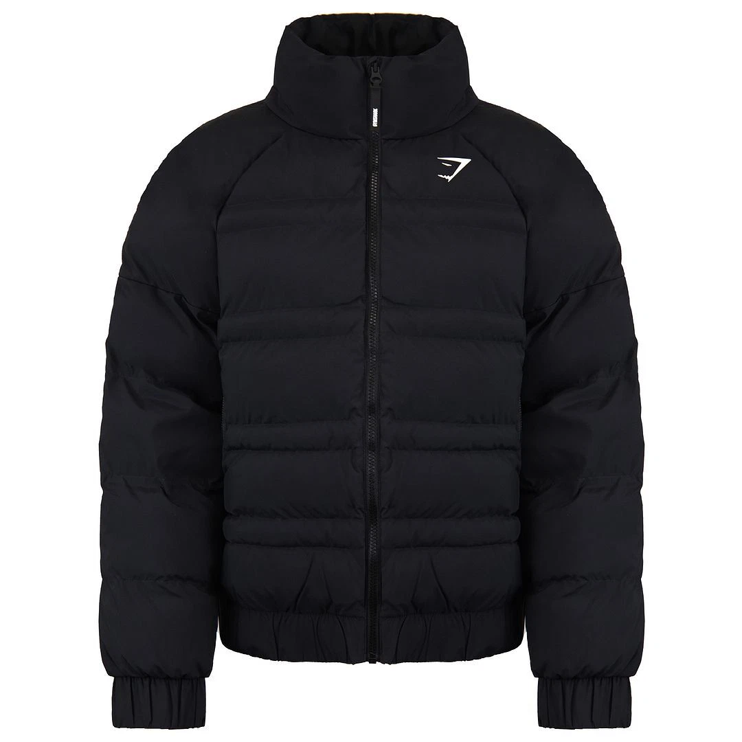 Gymshark Essential Black Puffer Mens Polyester Jacket GLJK4763 BK