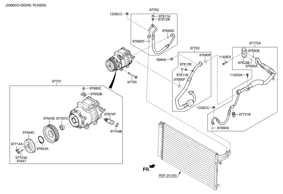 97701D3700 CONJUNTO DE COMPRESOR GENUINO para Hyundai Tucson, KIA Sportage Foto 2 de 3