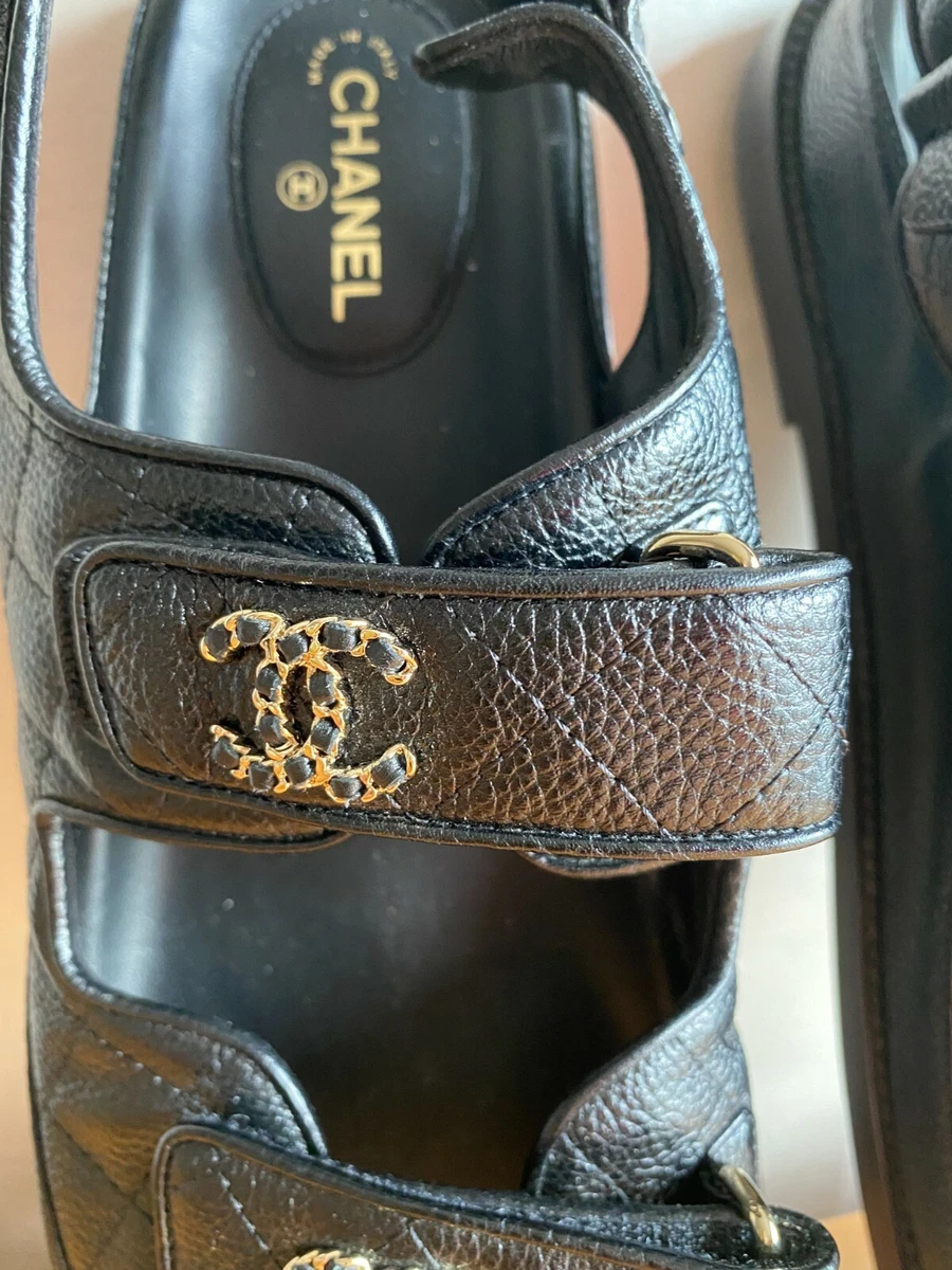 Chanel Black Rubber CC Dad Sandals Size 39 Chanel