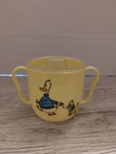 Yellow Plastic Duck Design Double Handle Trainer Sippy Cup Baby Toddler