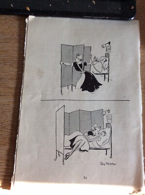 B9b Ephemera 1950 Cartoon Krankenschwester Patientenbett Bildschirm