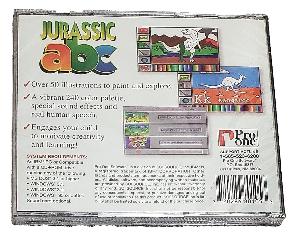 Jurassic ABC Educational (PC CD-ROM, ProOne) DOS/Windows NIP NEW Sealed - Image 2 of 2