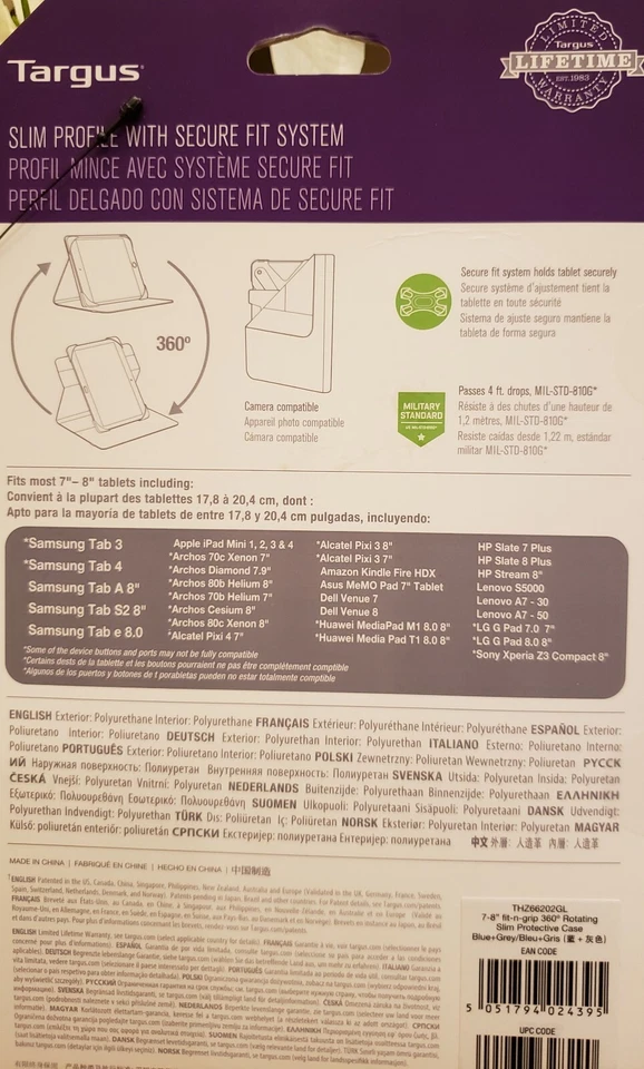 Targus Fit-n-Grip Universal 360 Estuche Giratorio para Tabletas de 7 - 8 Pulgadas - Totalmente Nuevo Foto 2 de 4