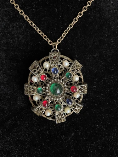 Vintage Amulet Necklace Costume Jewelry Renaissance Regency Royal
