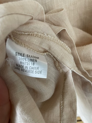 David Dart 100% Linen Shirt Top Tunic Light Peach SZ S - Picture 4 of 16
