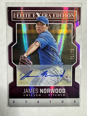 2014 Elite Extra Edition Status Purple Die-Cut Signatures /75 James Norwood Auto